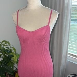 Pink ribbed maxi dress